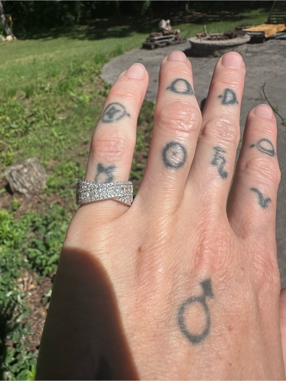 Pavé Diamond Multi-Row Sterling Ring - Silver